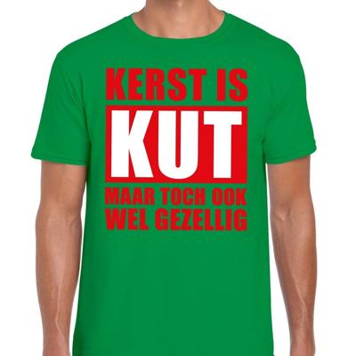 Foute Kersttrui t-shirt - Kerst is kut maar toch gezellig - groen - voor heren