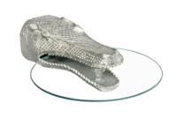 Bijzettafel WILDLIFE CROCODILE 60cm hangende salontafel gehard glas zilver - 44843 - thumbnail