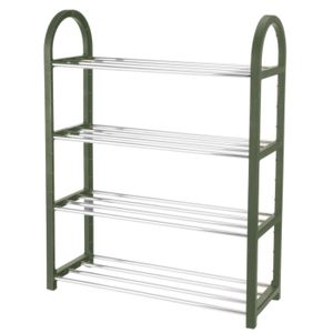 Metalen schoenenrek/schoenenstandaard 4-laags grijs 50 x 19 x 65 cm