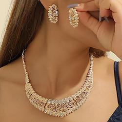 Bruidssieradensets 2 Strass 1 Ketting Oorbellen Dames Elegant Luxe Schattig Kroonluchters Kostbaar Ovaal Sieraden set Voor Bruiloft Feest Feest / Avond Lightinthebox