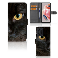 Xiaomi Redmi Note 12 4G Telefoonhoesje met Pasjes Zwarte Kat - thumbnail