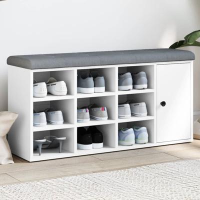 Schoenenbank 102x32x50 cm bewerkt hout wit