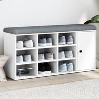 Schoenenbank 102x32x50 cm bewerkt hout wit - thumbnail