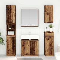 Badkamerkastenset met plank 3 pcs Oud Hout Bewerkt hout