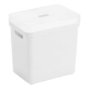Opbergboxen/opbergmanden wit van 25 liter kunststof met transparante deksel - Opbergbox