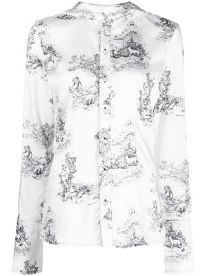Coperni blouse en soie à imprimé graphique - Blanc