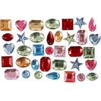 Gekleurde plak diamantjes mix 40x stuks - thumbnail
