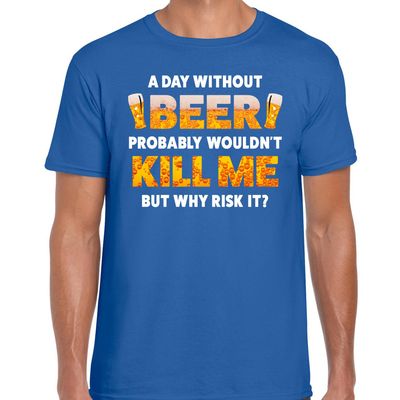 A day Without Beer drank fun t-shirt blauw voor heren