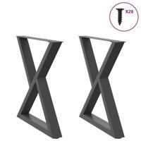 Eettafelpoten 2 st 70x(72-73,3) cm staal antraciet