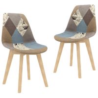 vidaXL Eetkamerstoelen 2 st met patchwork ontwerp stof grijs - thumbnail