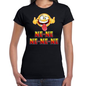 Funny emoticon t-shirt ne ne ne ne ne zwart voor dames