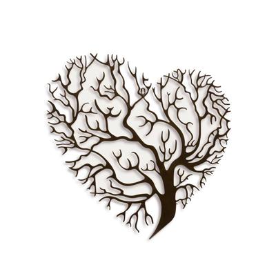 A PAIR OF HEART SHAPED METAL TREE WALL DECOR