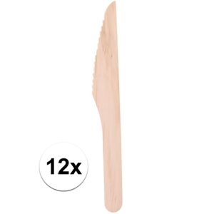 12x wegwerp houten messen 16cm voor bbq/verjaardag   -