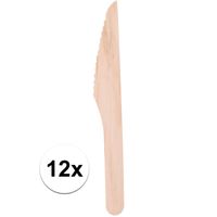 12x wegwerp houten messen 16cm voor bbq/verjaardag   - - thumbnail