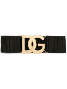 Dolce & Gabbana ceinture en cuir à logo DG - Noir