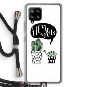 Hey you cactus: Samsung Galaxy A42 5G Transparant Hoesje met koord