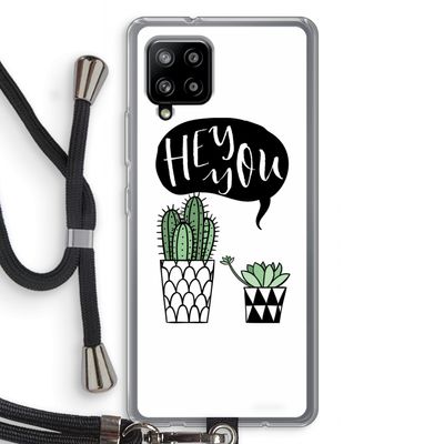 Hey you cactus: Samsung Galaxy A42 5G Transparant Hoesje met koord