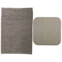 MSV Douche anti-slip mat en droogloop mat - Sevilla badkamer set - rubber/microvezel - beige - thumbnail