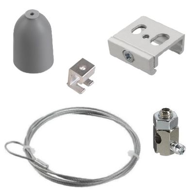 SPW 12SK Pendelset incl. lus staalkabel, plafondbeugel en schroefmontage railbeugel - Grijs