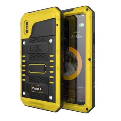 Waterdicht stofdicht schokbestendig zink legering + siliconen case voor iPhone XS/X (geel)