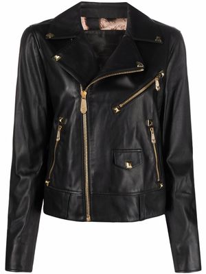 Philipp Plein veste de moto à clous - Noir