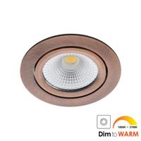 Bella Ondiepe LED spot kantelbaar 7Watt rond KOPER IP65 dimbaar - dim to warm
