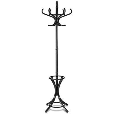 Staande Kapstok Hout 12 Haken Home Hoed Jas Hanger Boom 12 met Paraplu Houder Kapstok Zwart