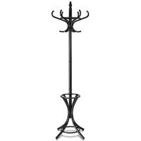 Staande Kapstok Hout 12 Haken Home Hoed Jas Hanger Boom 12 met Paraplu Houder Kapstok Zwart