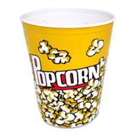 Popcorn bak - geel/wit - kunststof - D24 cm - 6 liter - herbruikbaar