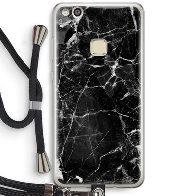 Zwart Marmer 2: Huawei Ascend P10 Lite Transparant Hoesje met koord