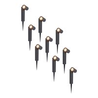 9x Pinero dimbare LED prikspots - GU10 2700K warm wit - Kantelbaar - Tuinspot - Pinspot - IP65 voor buiten - Zwart - Tuin spots, spots bodem buiten