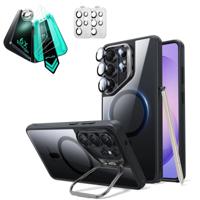 Galaxy S26 Ultra Bundle Classic Hybrid Magnetic Case (Stash Stand) and Armorite® Screen Protector - Clear Black