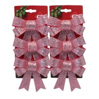 Kerstornamenten strikken - 6x st - roze - 10 x 13 cm - kerstboomstrikjes