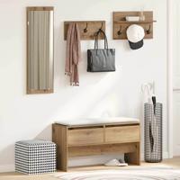 Halmeubelset 4 pcs Zwart eiken 90 x 31 x 46.5 cm Bewerkt hout
