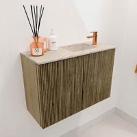 Toiletmeubel Mondiaz Joya Dlux | 60 cm | Meubelkleur Dusk | Faye wastafel Frappe Wasbak Rechts | 1 kraangat