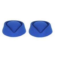 2 stuks blauw stewardessen hoedjes voor dames   - - thumbnail