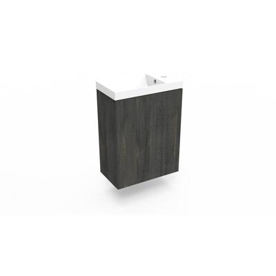 Fonteinkast Dark Oak Arcqua Luna 40x55x28 cm Incl. Fontein Glans Wit Met Overloop Arcqua