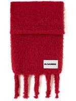 Jil Sander écharpe en maille épaisse à patch logo - Rouge
