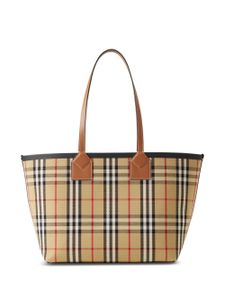 Burberry petit sac cabas London à carreaux - Marron