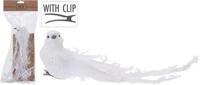 Vogel op clip 23cm wit - Nampook