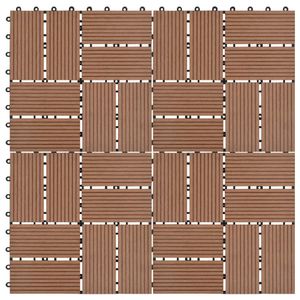 VidaXL 11 st terrastegel 30x30 cm 1 m² hkc bruin