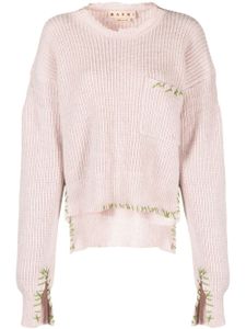 Marni pull en laine vierge à logo brodé - Rose