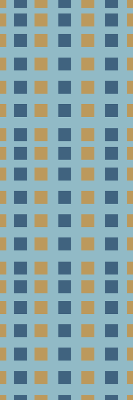 Blauw behang met blauwen en gouden vierkantjes