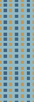 Blauw behang met blauwen en gouden vierkantjes