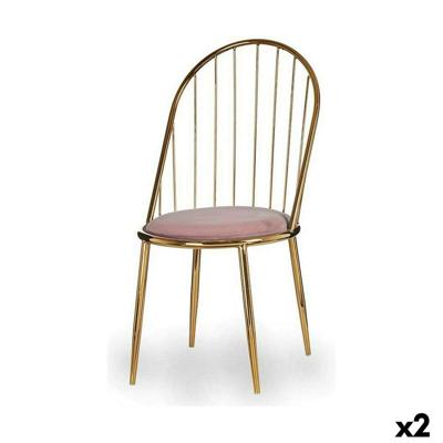 Stoel Gift Decor Roze Gouden Polyester Ijzer 48 x 95,5 x 48 cm Stangen (2 Stuks)