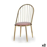 Stoel Gift Decor Roze Gouden Polyester Ijzer 48 x 95,5 x 48 cm Stangen (2 Stuks)