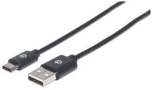 Manhattan 1m, USB 2.0-A/USB-C USB-kabel USB C USB A Zwart