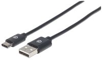 Manhattan 1m, USB 2.0-A/USB-C USB-kabel USB C USB A Zwart - thumbnail