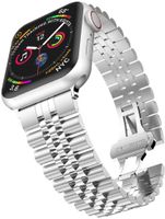 Bandje geschikt voor Apple Watch 38/40MM - Maat One Size - Vouw Sluiting - Horlogebandje - Polsband - Metaal - Zilver - thumbnail