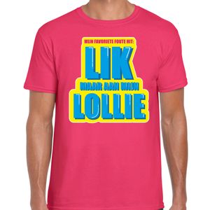 Foute party Lik maar aan mijn lollie verkleed t-shirt roze heren - Foute party hits outfit/ kleding